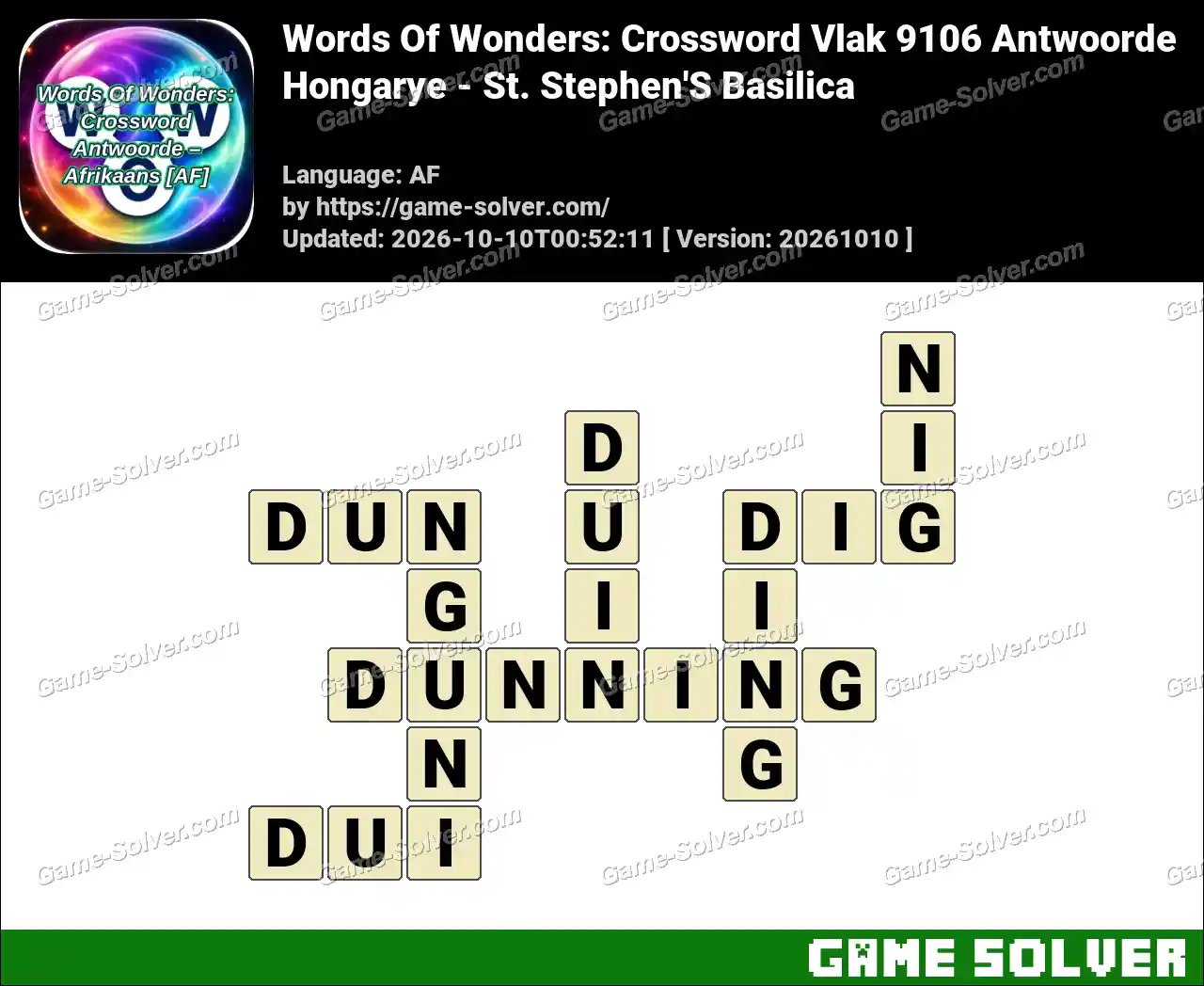Words Of Wonders: Crossword Vlak 9106 Antwoorde – Hongarye – St. Stephen’S Basilica